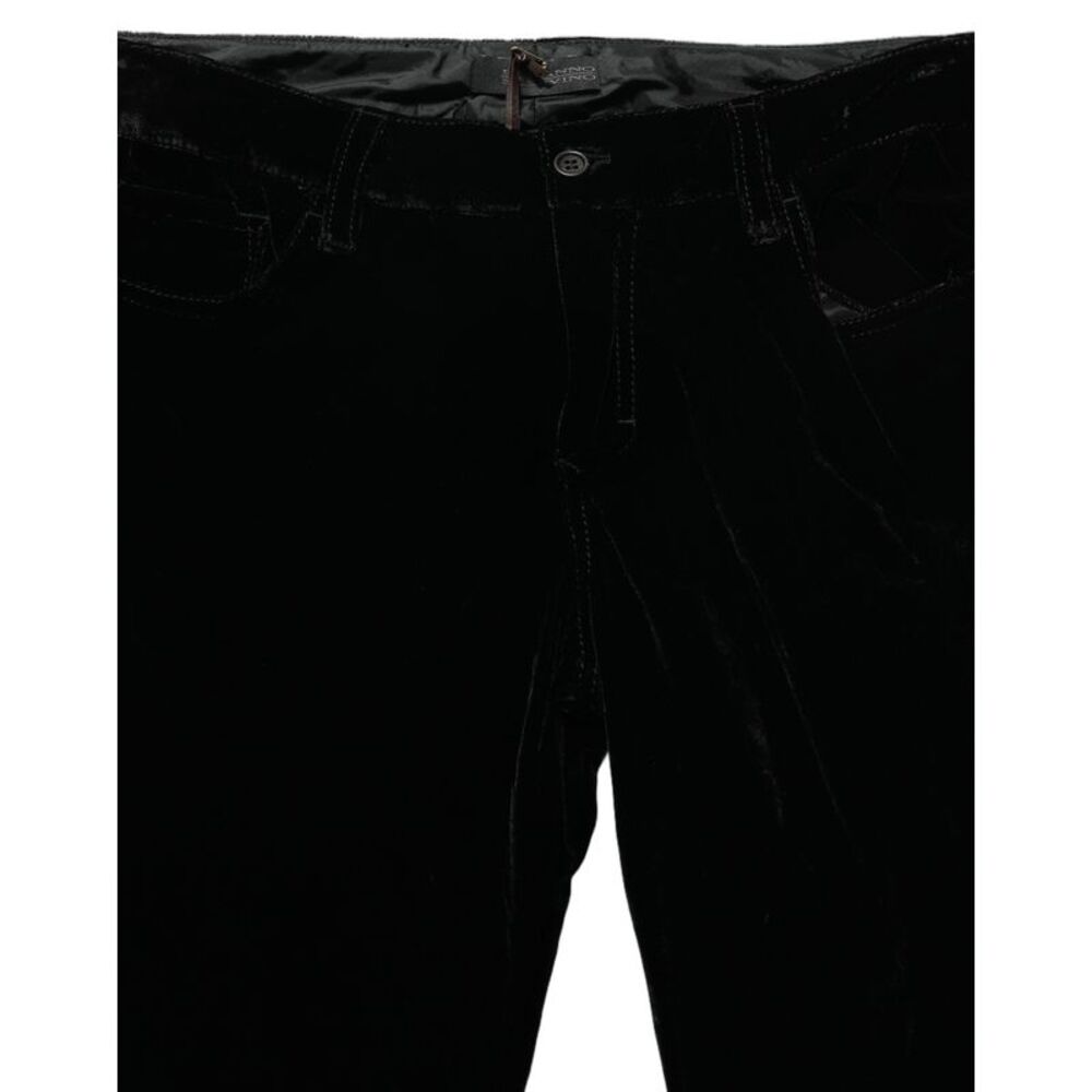 Ermanno Scervino Black Viscose Blend Velvet Slim Fit Women's Pants